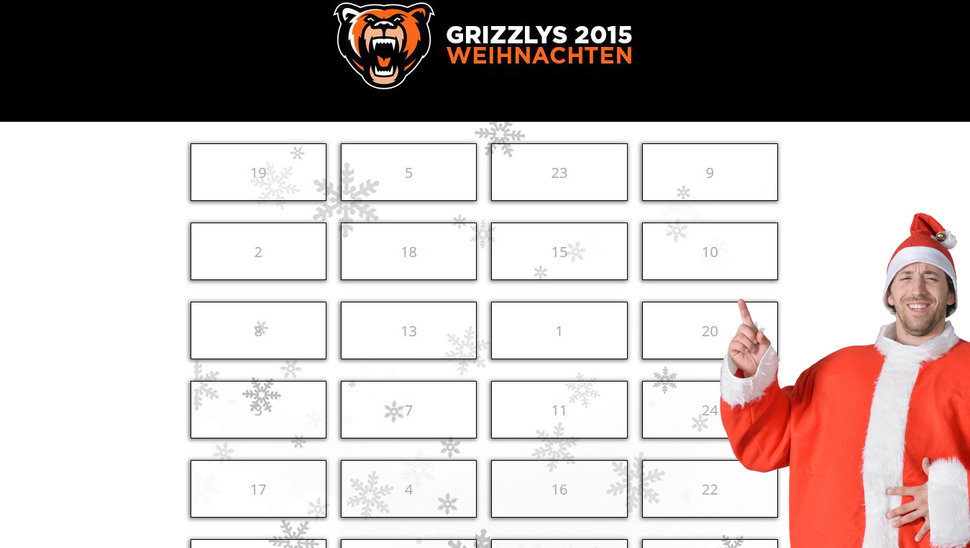 Grizzlys-Verteidiger Jeff Likens präsentiert im passenden Outfit den neuen Online-Adventskalender.